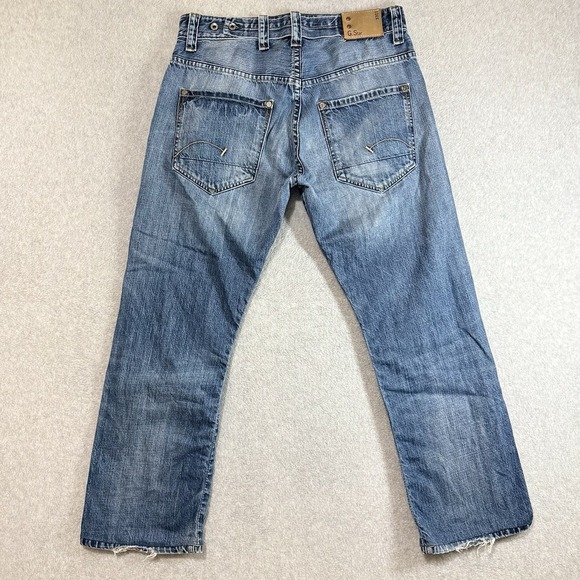 G Star Raw Jeans Men's 34x29 Blue Radar Straight Distressed Restored Y2K Hemmed - Picture 4 of 13